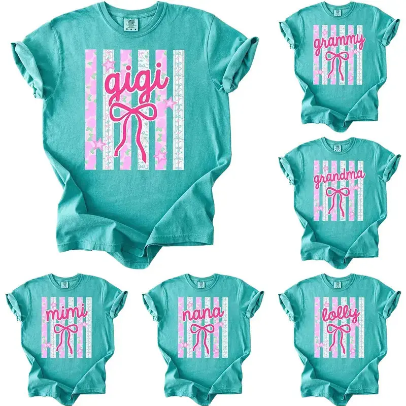 Custom Striped Gigi Coquette Floral Comfort Colors Shirt, Personalized Grandparent Gift, Floral Grandma Mimi Nana Mama Auntie Lala T-Shirt, Vintage Aesthetic Custom Name Tee, Cute Family Gift Idea – DPCLICK