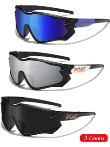 3 Pcs Fashion Cycling Sunglasses Set, Windproof Sports Glasses, Coated Lenses, Unisex Outdoor Activities, Running, Hiking, Driving