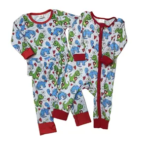 Valentine's Day Gift Matching Kids Pjamas Dinosaur Set
