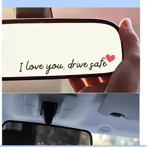Love Safety Driving Car Mirror Sticker, Heart Design Universal Vehicle Accessory, Fits Rearview Mirrors Water Cups Mirrors