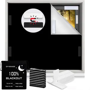 100% Blackout Blind Magnetic Blackout Window Cover 98 x 57Inch,Black Out Curtains with Strong Magnet No Drill Cuttable Window Shades for Bedroom,Nursery,Rv,Media Room