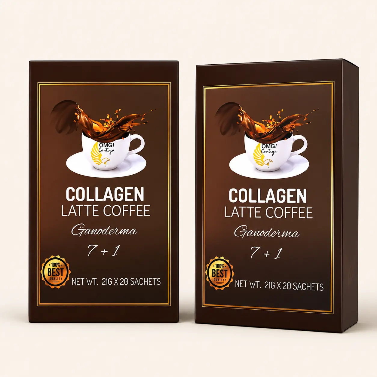 Collagen Coffee 7+1 Latte – 2 Boxes / 40 Sachets | Instant Coffee with Collagen