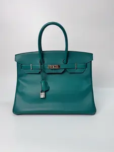 Pre-owned HERMÈS Preowned Birkin 35 Malachite Epsom Cowhide Handbag 35cm Base 2013 Serial N22818748