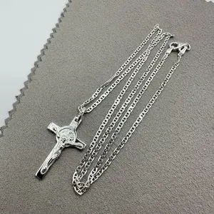 Small Saint Benedict Cross Pendant 925 Silver  | With 20” Chain | Protection & Faith