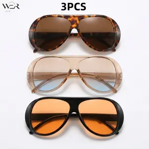3PCS Oversized Aviator Sunglasses | Fashion Large Frame Shades Set | Tortoise Beige Black Sunglasses | Trendy Pilot Sunglasses for Women | UV Protection Oversize Aviator Set