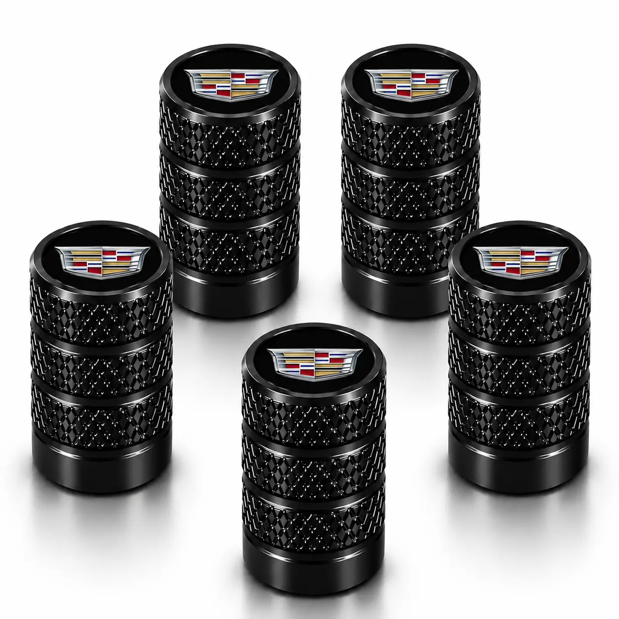 For Cadillac Escalade XT5 XT6 CT5 Lyriq XT4 CT4 5 Pack American Luxury Aluminum Tire Valve Stem Caps Anti-Rust Leakproof Wheel Air Dust Covers Premium SUV Sedan Exterior Parts