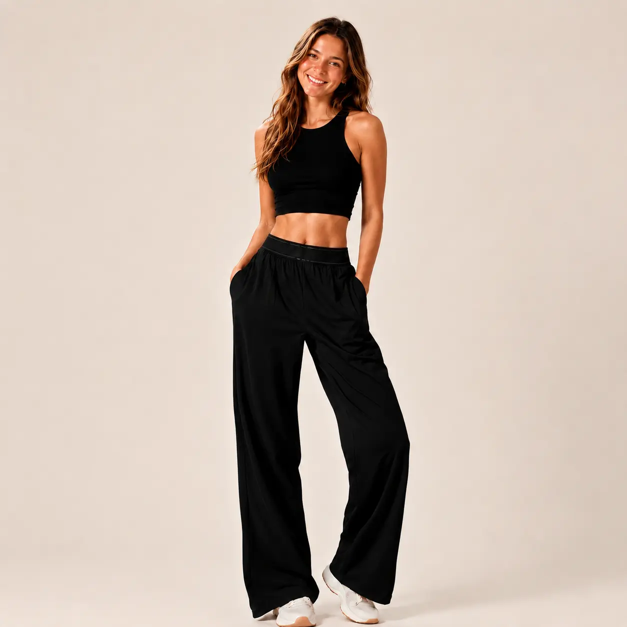 Women’s Wide Leg Pants - High Waisted Loose Fit Casual Trousers with Soft Flowing Fabric, Yoga Workout Lounge Pants, Streetwear Fashion Pants