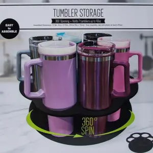 Tumblr Storage Rotating Rack 360° Spinning Organiser for 7 Tumblers up to 40oz Easy to Assemble - Bottles