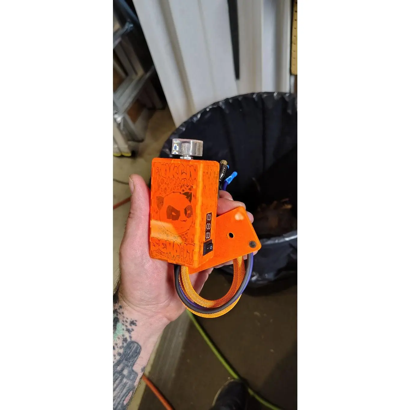 Orange Acrylic Bass Knob with UV LED Volt Meter Magnetic Mount 1ft Orange Leads for Easy Installation