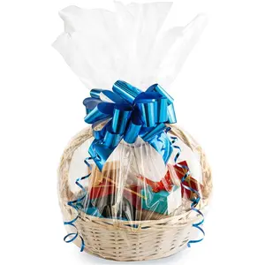 Large Cello/Cellophane Bags,30x 40 Inches Clear Basket Bags OPP Plastic Cellophane Wrap for  Baskets Packaging 10 count
