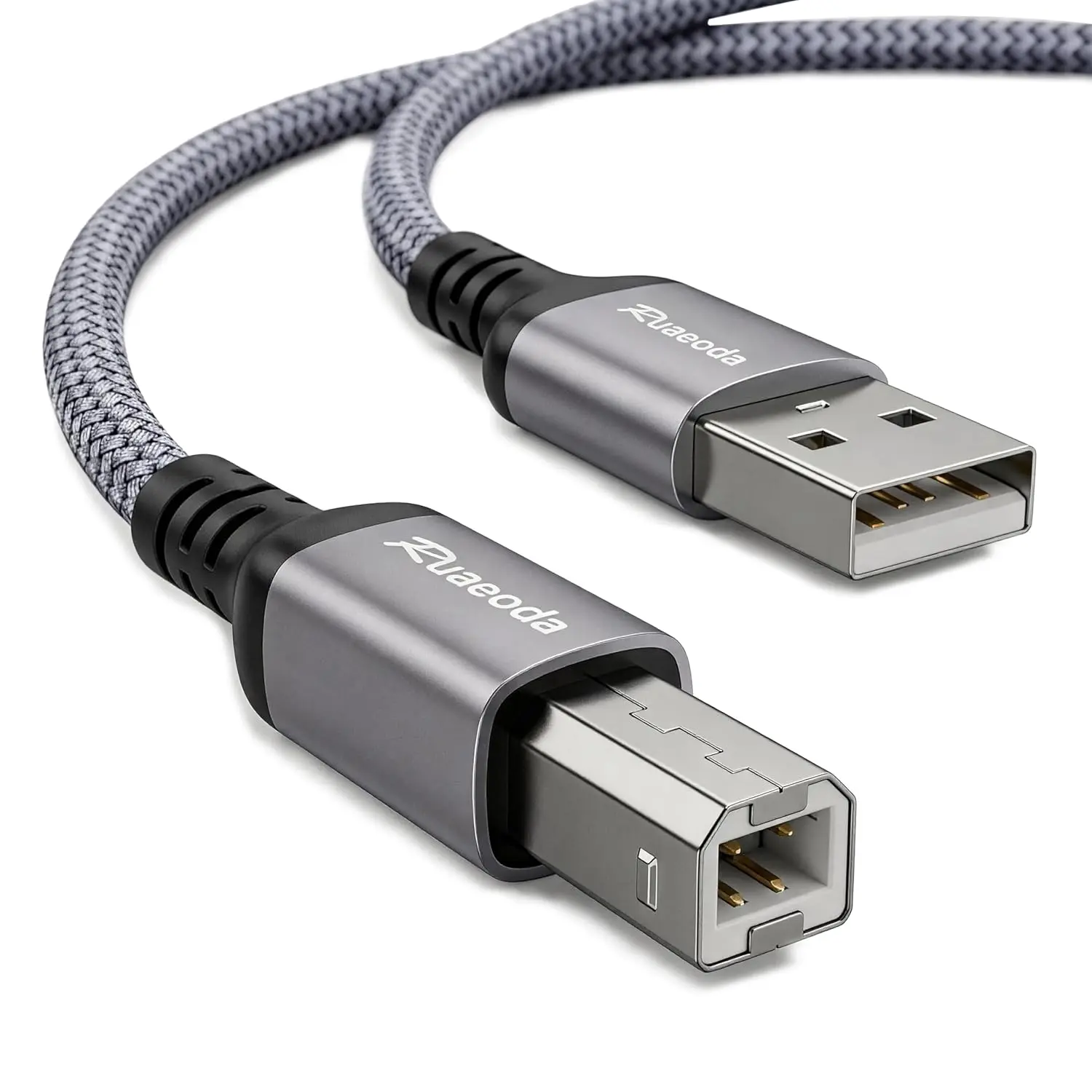 10 ft Low-Latency Chew-Resist. Alloy Metal USB 2.0 Type A to B Male Plugs Printer Cable, Compatible with HP, Canon, Epson, Brother, Dell, Lexmark, Xerox, Samsung Laser Printers, Digital Scanners, Arturia Piano, DAC & Audio Interface - Space Grey, Usb Type