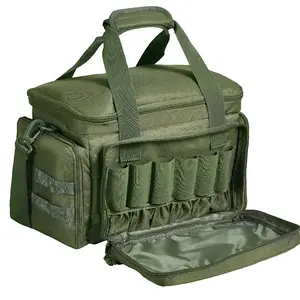 fathersdaygift VEVOR Range Bag for 4 Pistols, Tactical Gun Range Bag with 3 Detachable Baffles 6 Magazines, Firearm Shooting Handgun Bag for Outdoor Hunting Shooting Pistol Bag with Single Shoulder Strip, Green