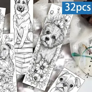 32pcs Dog-Themed Coloring Bookmarks, Ideal for Valentine's Day Gifts, Page Dividers, Planner Labels, Essential for Book Lovers