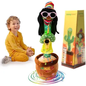 Dancing Cactus, Talking Plush Toy with Funny Style 270 Degree Rotation for for Baby Boys and Girls, Singing Baby Toy Repeats What You Say Colorful Glowing Singing Cactus Toy