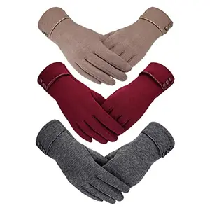 3 Pairs Womens Gloves Set,Touchscreen Texting Phone Windproof Gloves,Warm Fleece Lined Cold Weather Garden Mittens,Halloween Christmas Party Gifts,Tools & Hardware,Summervibes