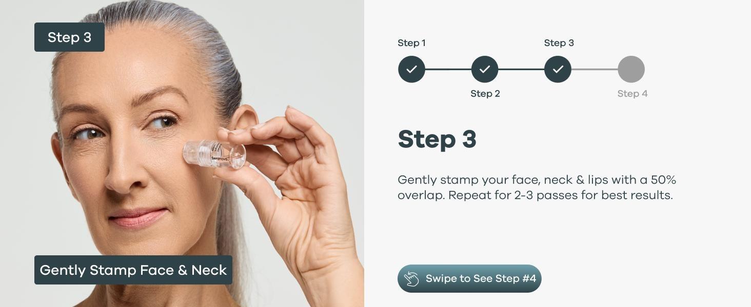 Seranova Micro Infusion System for Face & Neck 0.05mm Stamp with Hyaluronic Acid & Collagen Peptide Serum for Firmer Smoother-Looking Skin, Easy 5-Minute At-Home Skin Care Application