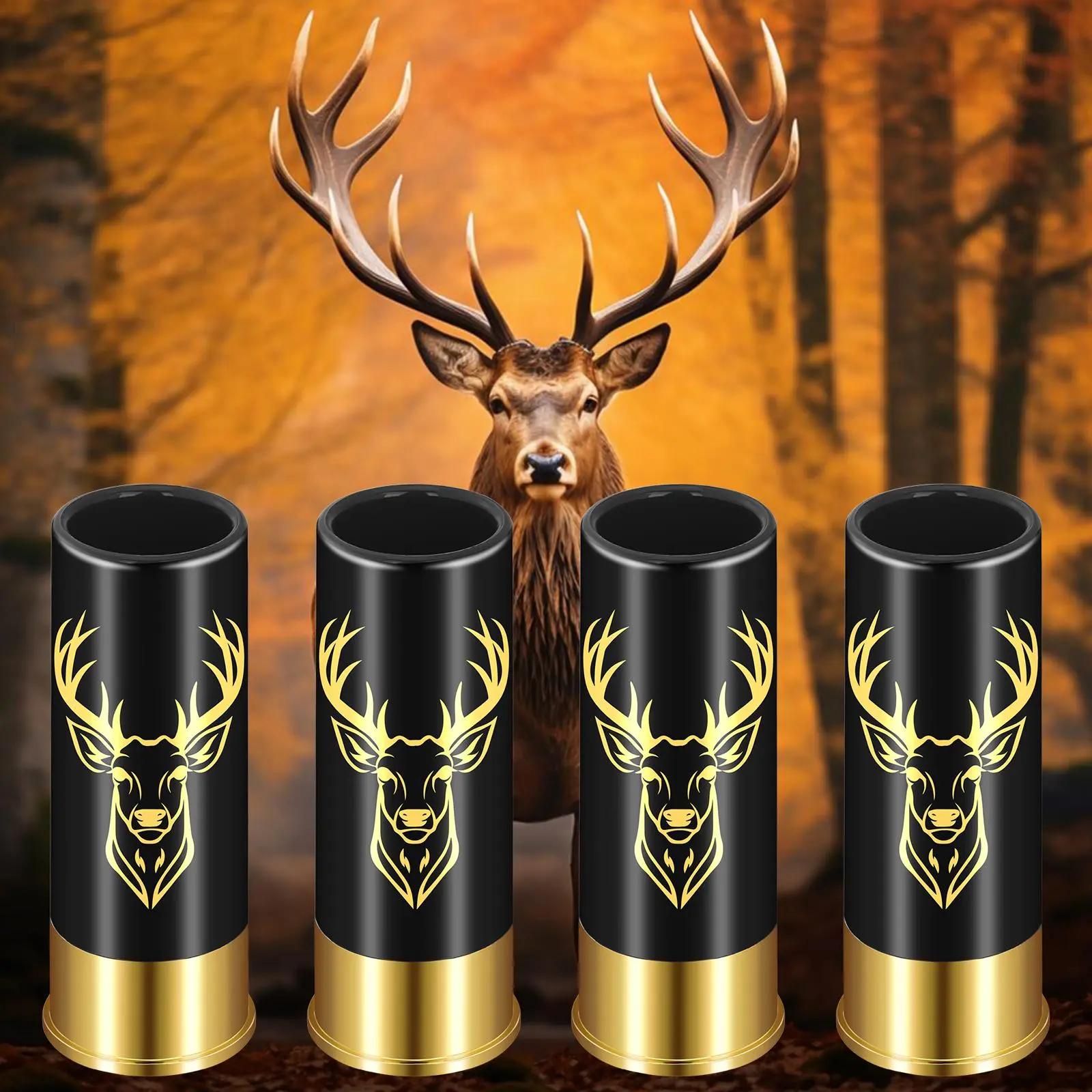 Bullet-Shaped Compact Deer Head Plastic Shot Glass Boxset - Exquisite Unique Festive Bar Supplies for Birthday, Company and Family Gatherings, Returning to School, None