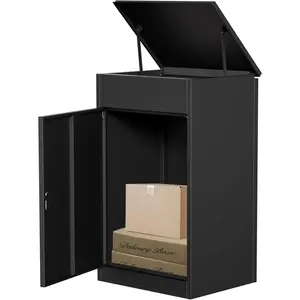 Large Anti-Theft Galvanized Steel Parcel Delivery Box, Wall Mounted Waterproof Lockable Package Mailbox with Coded Lock for Outside Porch Yard, 19.7”x16.1”x33.5”