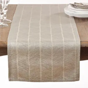 Saro Lifestyle  16 x 72 in. Metallic Herringbone Design Table Runner