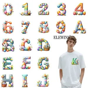 Easter 36 Pcs Letter Gold Foil Heat Transfer Vinyl Patches DIY Tshirt Decals HTV Stickers for Crafting Iron on Transfer Supplies
