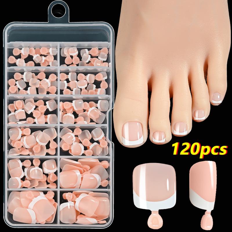 216/120Pcs Press on Toenails 9Colors Short Square False Nail Tips Glossy Nude/Pink/Brown Fake Toenail for Summer DIY Foot