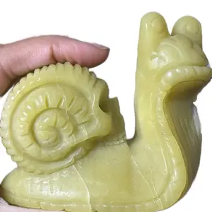 Snail SKULL Head Serpentine Lemon Jade Carving for your home office store decor