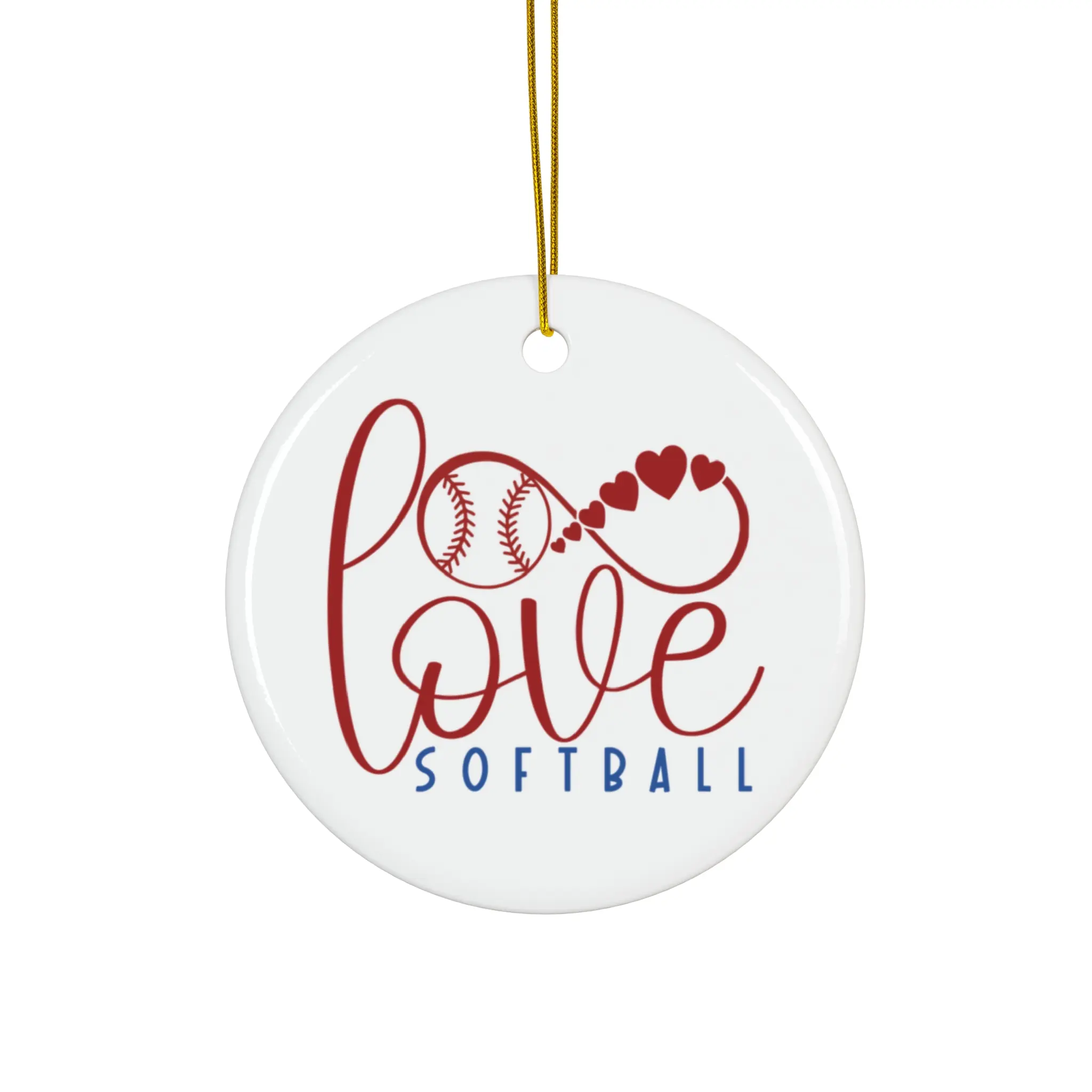 LOVE SOFTBALL ORNAMENT