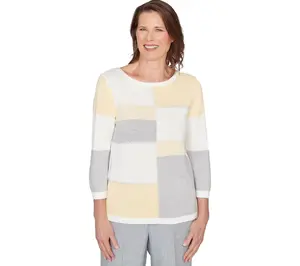 Alfred Dunner Women's Ribbed Colorblock Jewel Neck Sweater Alfred Dunner Women's Ribbed Colorblock Jewel Neck Sweater