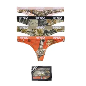PSD Womens Realtree Thong 4 Pack Boxed Gift Set - Comfortable, Breathable, Ultra-Light Fabric