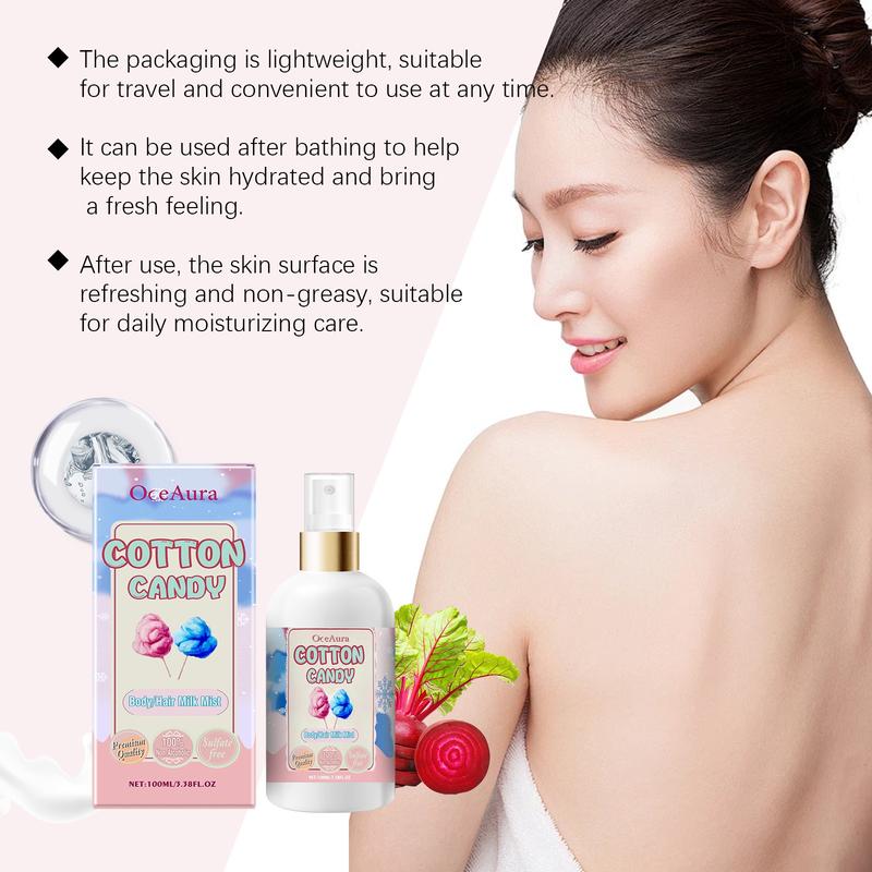 Oceaura Hair and Body Spray Cotton Candy Scent 100ML, Long-Lasting Moisturizing Refreshing, Daily Use Sweet Fragrance, Perfect Gift for Women, Hair Perfume Mist