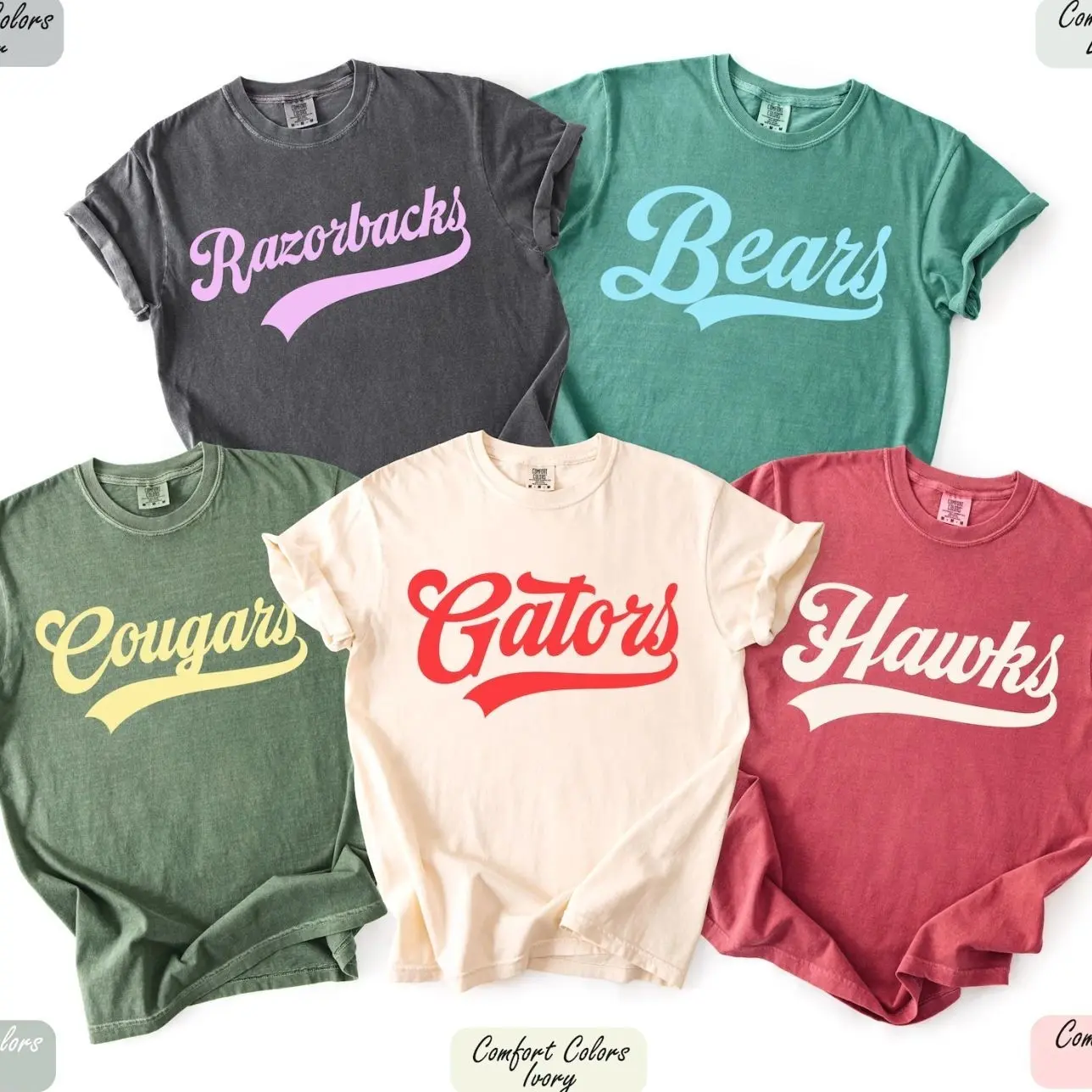 Comfort Colors® Custom School Mascot T-Shirt, Custom Name Gifts For Back To School, Custom Sports Tee, Team Mascot Shirt, School Logo Tee NJL