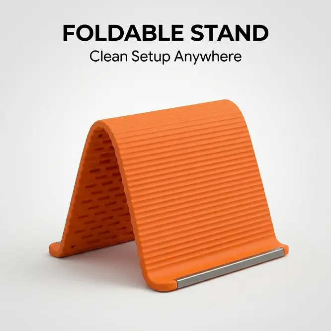 MREGB 2026 Folding Silicone Mobile Phone Stand - Lightweight, Durable Aluminium Adjustable Portable Holder with Ventilated Cooling, Anti-Slip for Desk, Travel, Tech Accessories for Tech Users, Desk Accessories, Mount tiktokshopbacktoschool