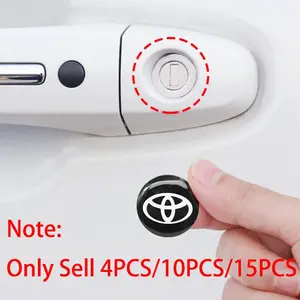 4/10/15Pcs 3D Epoxy Resin Car Door Lock Sticker Keyhole Anti-blocking Protection Stickers Car Styling For Toyota Corolla Camry Chr RAV4 86 Hilux Prius Highlander Avensis Auris Auto Accessories Car Decals Vehicle Exterior Decoration