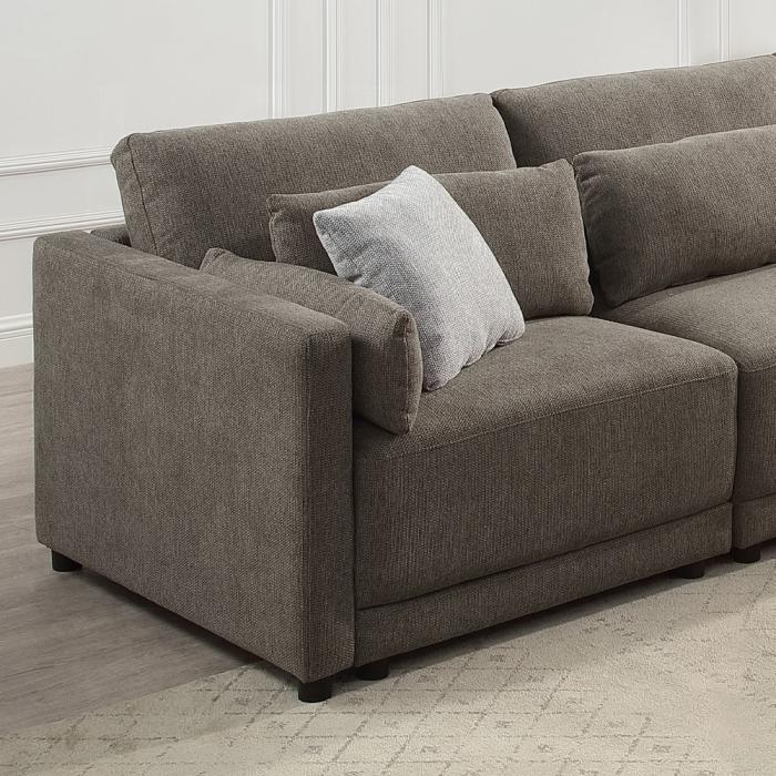 Acme LV03150-5PC 5-Piece Rylie Grey Linen-Like Fabric Modular Sectional Sofa with Squared Arms 111"x111" x 39"x34" H