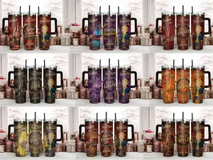 Fallout Nuka-Cola Flavor Collection 40oz Insulated Tumblers - Choose Classic, Quantum, Cherry, Dark, Grape, Orange, Quartz, Victory, or Wild - Retro Vault Boy Advertisement Travel Mug with Handle & Straw