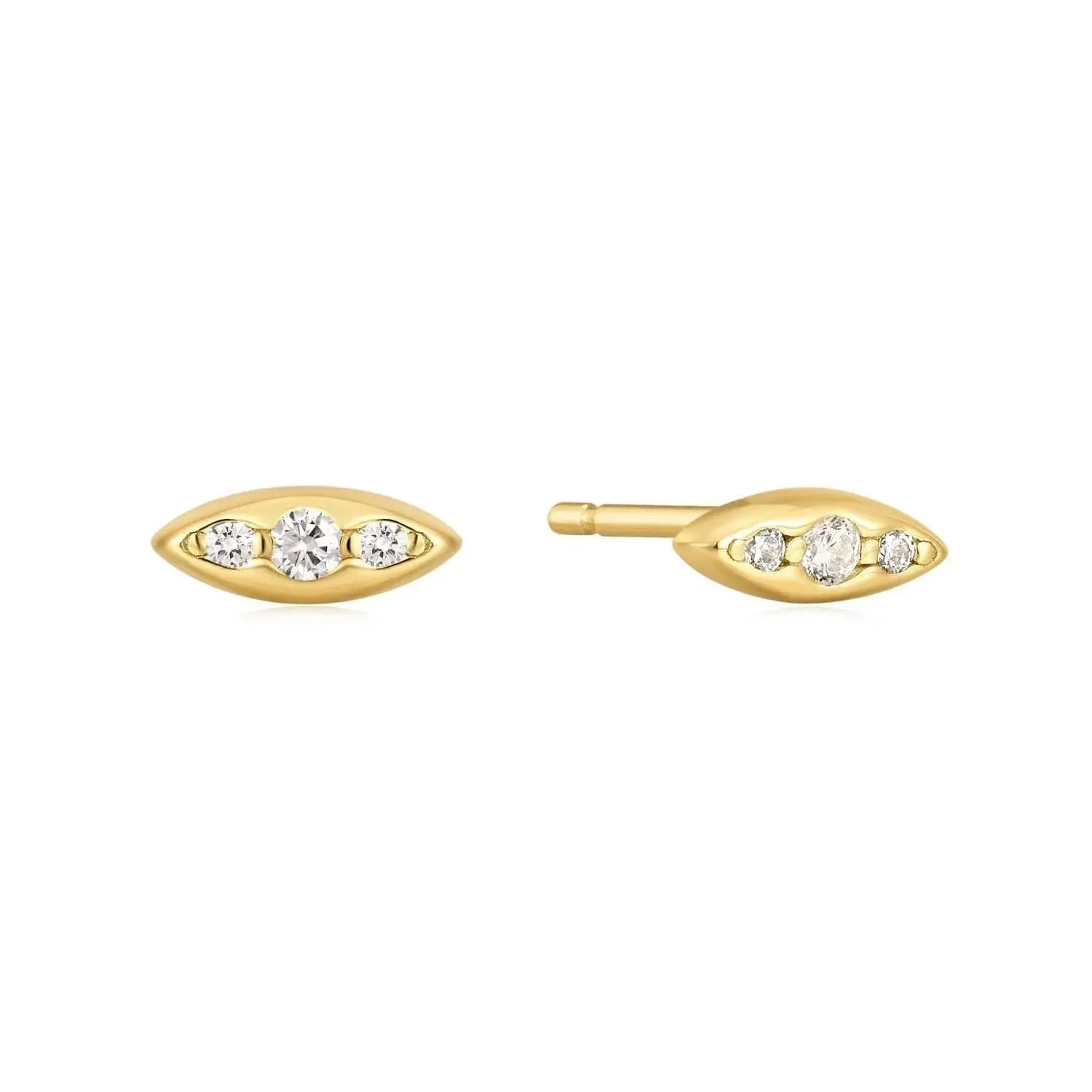 Triple CZ Marquis Shaped Studs - Elegant Design for Versatile Use