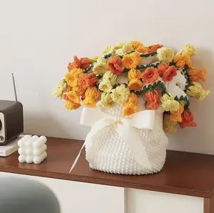 Finished Flower Bouquet Blanket, Handmade Crochet Flower Blanket, Sunflower Bouquet Blanket, Soft Knitted Throw Sunflower Blanket, Warm & Cheerful Gift for Birthday Wedding Valentine's Day Mother's Day