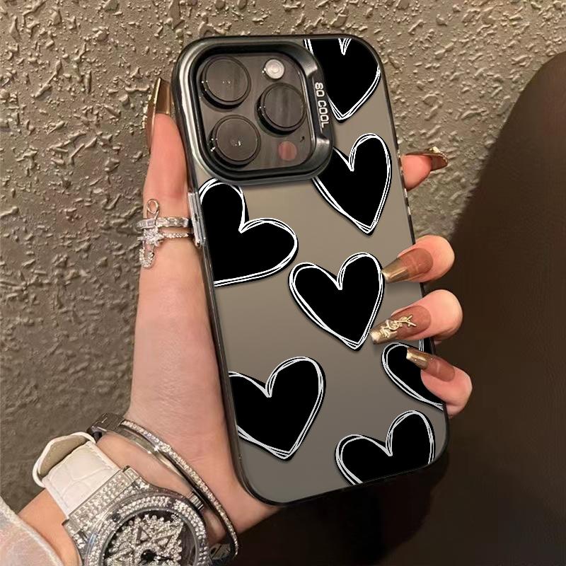 Heart Doodle Artwork Patterns Phone Case Durable Hard Acrylic Back Case With An Anti-Yellowing Coating, Made From High-Quality Designed For Reliable Drop Protection For Your Phone For iPhone 17.16.15.14.13.12.11.X.XS.XSMAX.XR.8.7