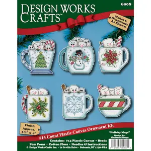 Holiday Mugs Counted Cross Stitch Ornament Kit - Set/6