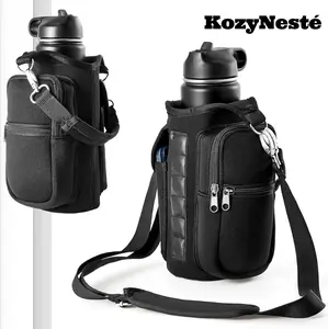 Magnetic GYM Bag, Water Bottle Holder, Gym Bottle Carrier Bag with Phone Pockets, Gym Accessories Organizer for Men Women, Built-in Strong Magnets Pouch Sleeve with Handle Shoulder Strap, Christmas Gift