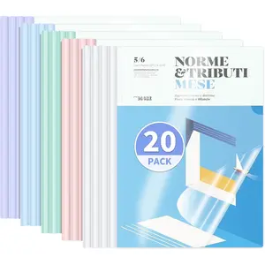 20 Pack Clear Report Covers with Sliding Bar 50-Sheet Capacity Presentation Folders for Letter and A4 Size Resume & Document Binders for Office School Business Multicolor
