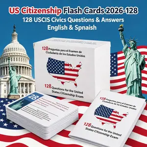US Citizenship Flash Cards 2026-128 Civics Test Flash Cards Bilingual Spanish English Booklet Combo Set (Questions & Answers), Preguntas para la ciudadania 2026, Naturalization Study Guide