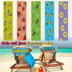 2pcs Tropical Palm Leaf Print Beach Chair Towel Holder Bands, Multi-Color Elastic Stretch Straps, Ideal for Pool, Vacation, Beach, Travel Essentials