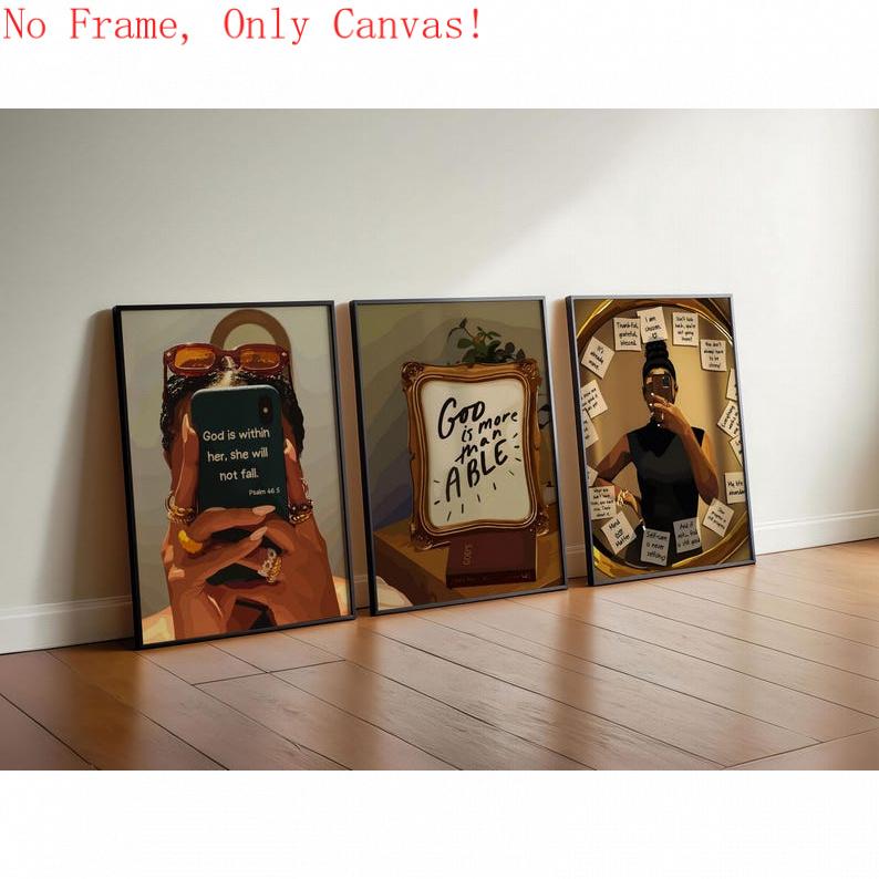 Set of 3 Black Girl Wall Art |       Christian Girl Room Decor |       Black Woman Affirmation Frameless Posters |       Psalm-Inspired Black Woman Art for Bedroom & Study funny animal