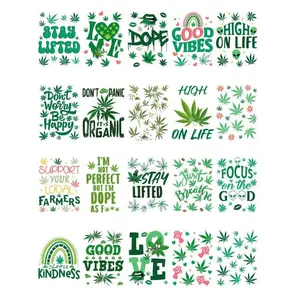 UV DTF Cup Wrap - 20 Sheets Weed UV DTF Cup Wraps for 16 oz Mushroom Uvdtf Cup Wraps Personalized UV DTF Decals Waterproof UV DTF Wraps for Glass Cups  Crafts