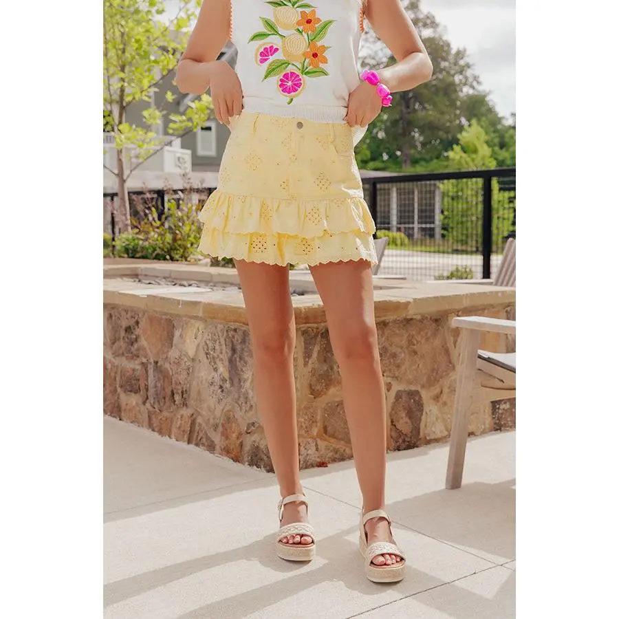 The Aurora High Waist Eyelet Mini Skirt