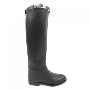 Pre-owned HERMÈS Calfskin Small Leather Goods Hermes Jumping Kelly Buckle Leather Boots