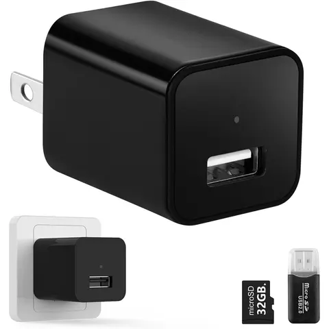Smart Charger Mini Security Video Camera Built in 32GB Micro SD Card Suitable Home Indoor Security Small Camera Charger