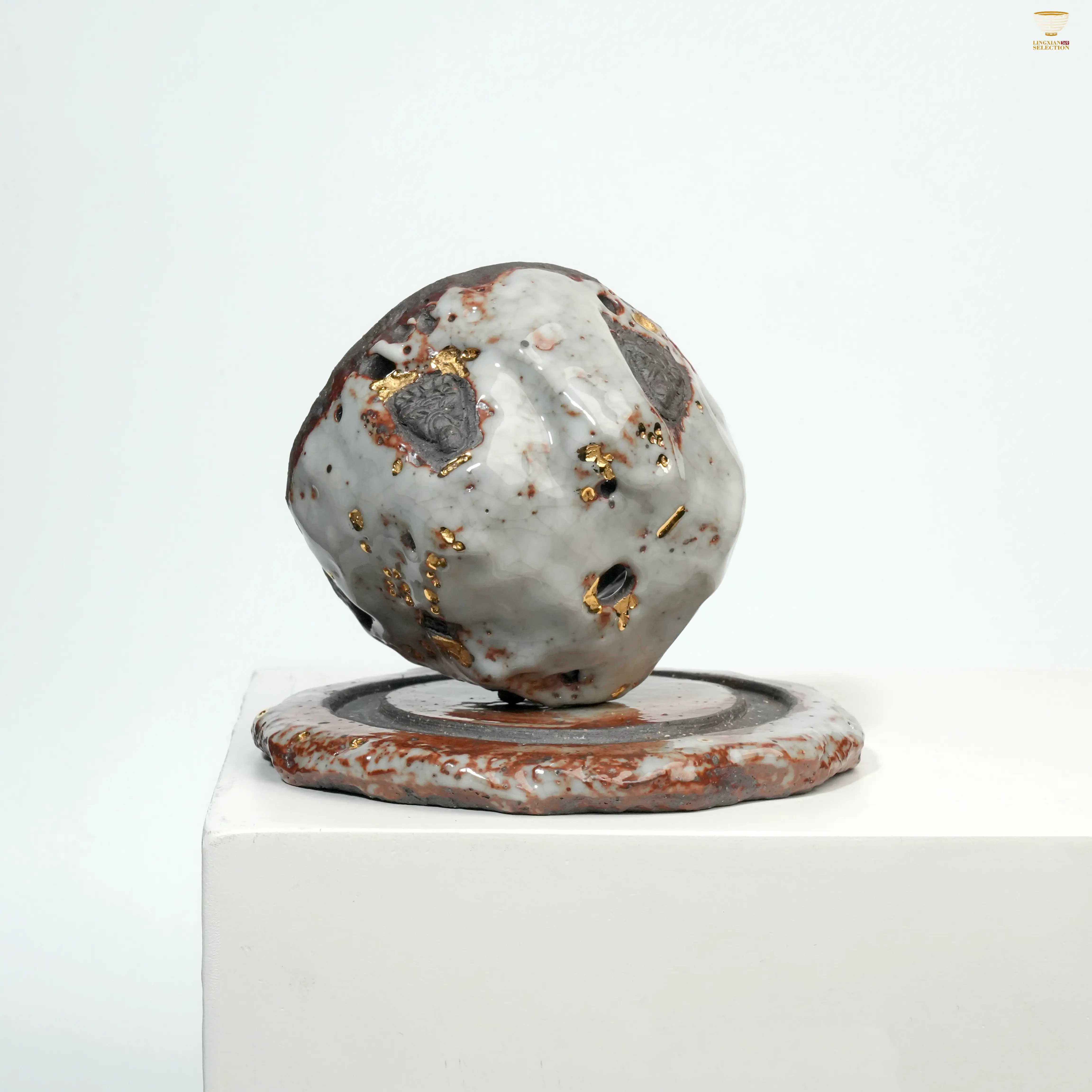 Gao Yue · Shino Ware Incense Burner｜Handmade Wood-Fired Ceramic · Natural Stone Texture · Kintsugi Aesthetics · Zen Art Decor