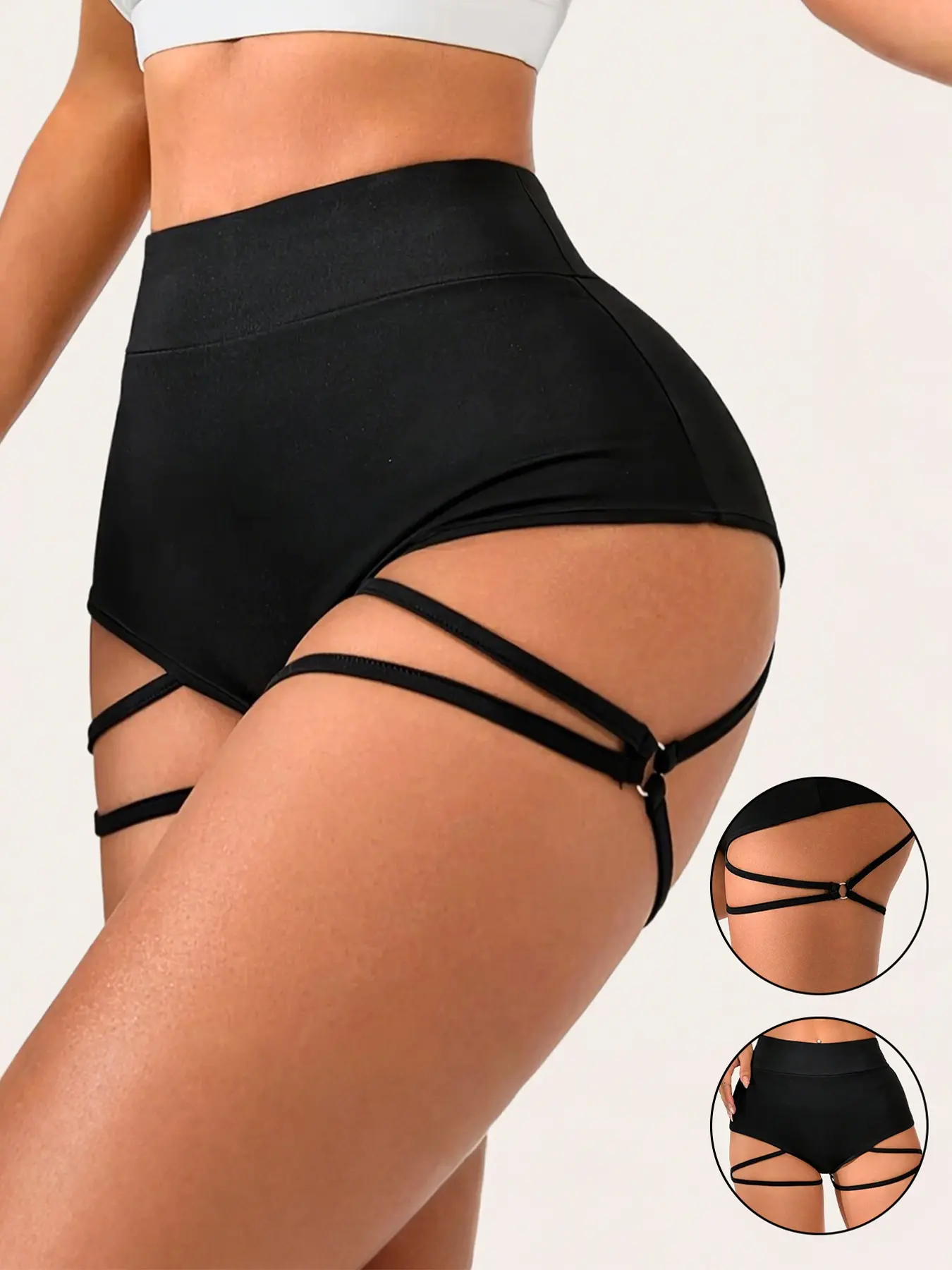 Women's Plain Sporty Shorts, High Waist Slim-Fit, Cut Out Design, Yoga & Fitness Wear, Perfect for Pilates, Dance, Daily